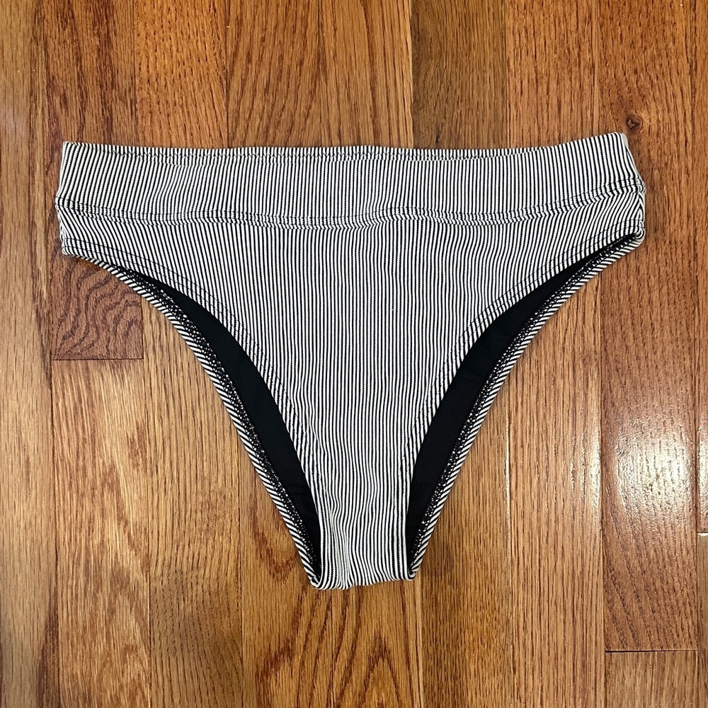Billabong Black and White Striped Bikini Bottom